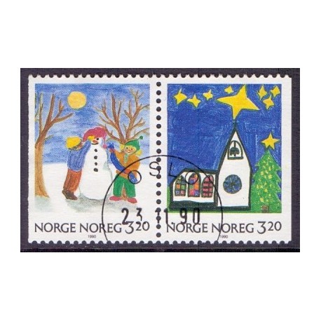 Norge. 1990. Julefrimærker i parstykker. AFA nr. 1054Cv-55Ch st. ** stemplet postfrisk FDC