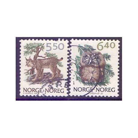 Norge. 1991. Norske dyr IV. AFA nr. 1058-59 ** stemplet postfrisk FDC