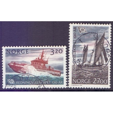 Norge. 1991. Redningsselskabet 100 år. AFA nr. 1066-67 ** stemplet postfrisk FDC