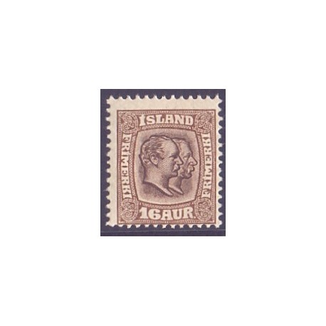 Island. 1907. Dobbelt konger 16 Aur, AFA nr. 55 ** postfrisk st. stemplet FDC