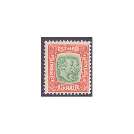 Island. 1907. Dobbelt konger 15 Aur, AFA nr. 54 **  postfrisk st. stemplet FDC