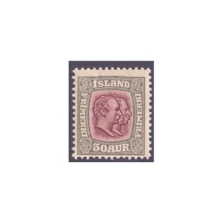 Island. 1907. Dobbelt konger 50 Aur, AFA nr. 59 **  postfrisk st. stemplet FDC
