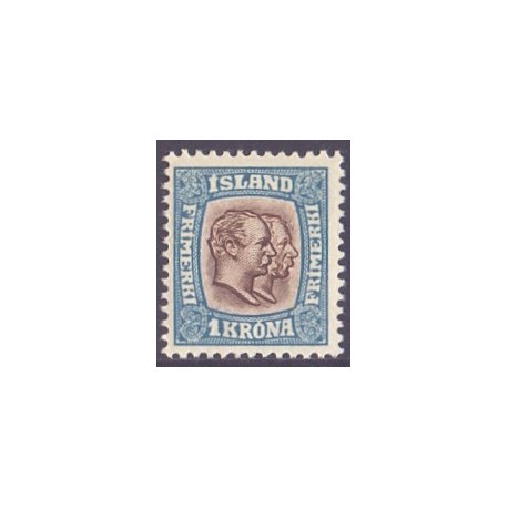 Island. 1907. Dobbelt konger 1 kr, AFA nr. 60 ** postfrisk st. stemplet FDC