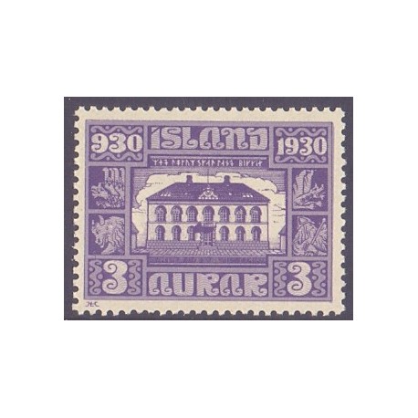Island. 1930. Altinget 1000-års jubilæum 3 Aur. AFA nr. 125  **   postfrisk st. stemplet FDC