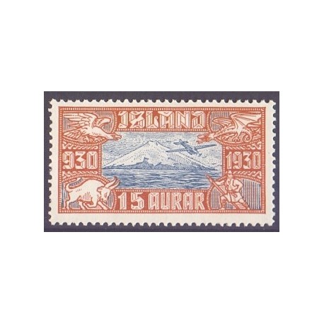 Island. 1930. Altingsjubilæum 15 Aur. AFA nr. 142  **   postfrisk st. stemplet FDC