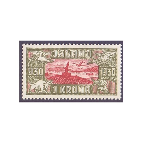 Island. 1930. Altingsjubilæum 1 kr. AFA nr. 146  **   postfrisk st. stemplet FDC