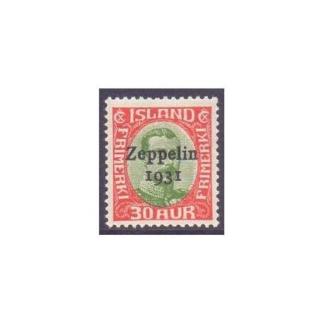 Island. 1931. Zeppelin 1931. 30 Aur. AFA nr. 147  **   postfrisk st. stemplet FDC