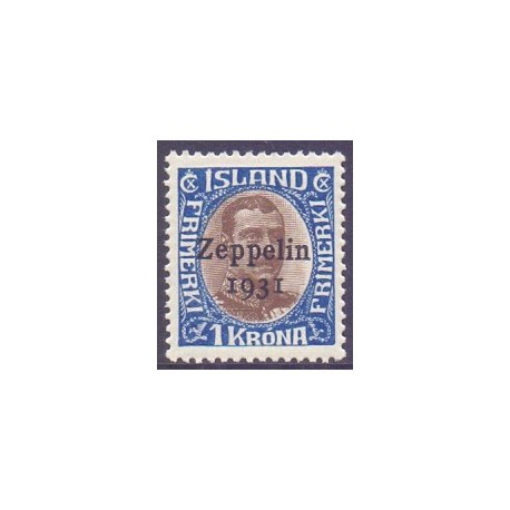 Island. 1931. Zeppelin 1931. 1 kr. AFA nr. 148  **   postfrisk st. stemplet FDC
