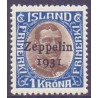 Island. 1931. Zeppelin 1931. 1 kr. AFA nr. 148  **   postfrisk st. stemplet FDC