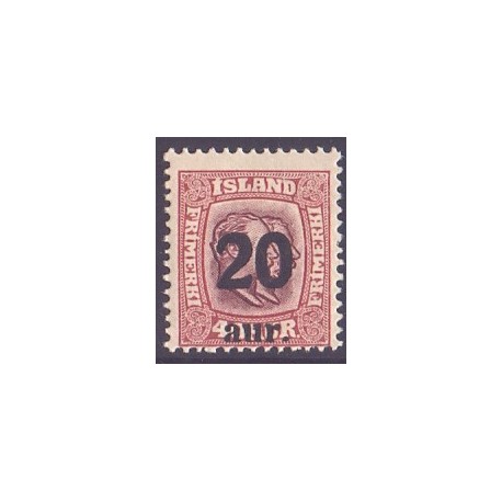 Island. 1921-22. Provisorier 20/40 Aur. AFA nr. 110  **   postfrisk st. stemplet FDC