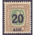 Island. 1921-22. Provisorier 20/25 Aur. AFA nr. 108  **   postfrisk st. stemplet FDC