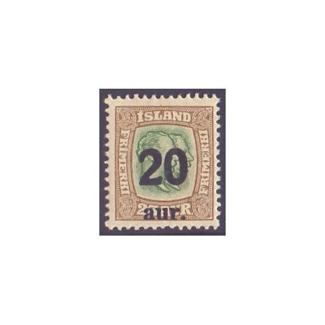 Island. 1921-22. Provisorier 20/25 Aur. AFA nr. 108  **   postfrisk st. stemplet FDC