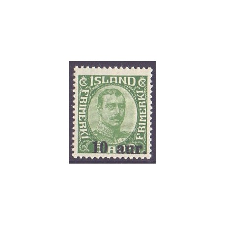 Island. 1921-22. Provisorier 10/5 Aur. AFA nr. 106  **   postfrisk st. stemplet FDC