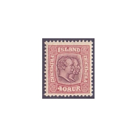 Island. 1907. Dobbelt konger 40 Aur, AFA nr. 58 **  postfrisk st. stemplet FDC