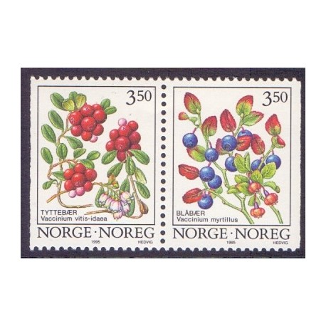 Norge. 1995. Skovbær i parstykke. ALM. PAPIR AFA nr. 1170ACv-71ACh **  stemplet postfrisk FDC