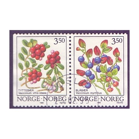 Norge. 1995. Skovbær i parstykke. ALM. PAPIR AFA nr. 1170ACv-71ACh **  stemplet postfrisk FDC