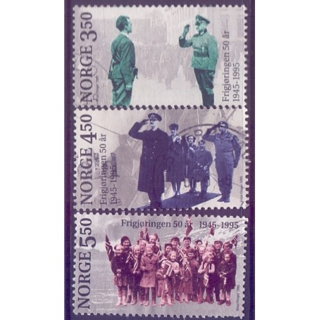 Norge. 1995. 50-året for befrielsen. AFA nr. 1178-80 ** stemplet postfrisk FDC