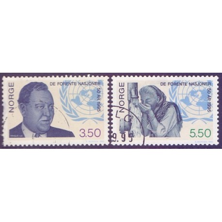 Norge. 1995. FN's 50-års jubilæum. AFA nr. 1193-94 ** stemplet postfrisk FDC