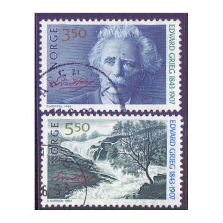 Norge. 1993. Edward Griegs fødsel. AFA nr. 1123-24 **  stemplet postfrisk FDC