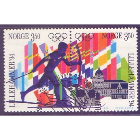 Norge. 1993. Vinter-OL i Lillehammer, parstykke.  AFA nr. 1137-38 **  stemplet postfrisk FDC