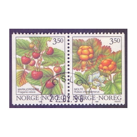 Norge. 1996. Skovbær i parstykke. AFA nr. 1202Cv-03Ch ** stemplet postfrisk FDC