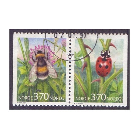 Norge. 1997. Humlebi og mariehøns, i parstykke. AFA nr. 1238Cv-39Ch ** stemplet postfrisk FDC