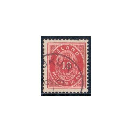 Island. 1875-76.  10 Aur, Tk. 12 3/4 AFA nr. 8B ** postfrisk st. stemplet FDC