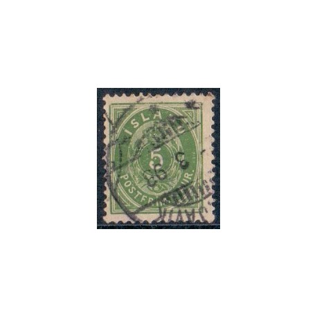 Island. 1896-97.  5 aur. AFA nr. 13B ** postfrisk st. stemplet FDC