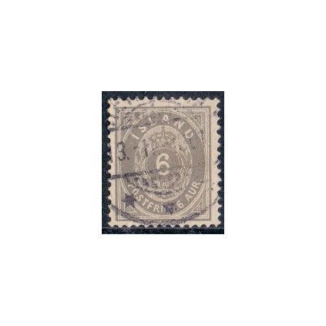 Island. 1875-76.  6 Aur, Tk. 12 3/4 AFA nr. 7B ** postfrisk st. stemplet FDC