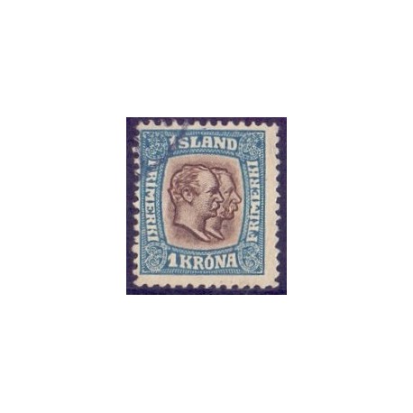 Island. 1907. Dobbelt konger 1 kr, AFA nr. 60 ** postfrisk st. stemplet FDC