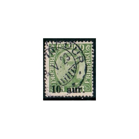 Island. 1921-22. Provisorier 10/5 Aur. AFA nr. 106  **   postfrisk st. stemplet FDC