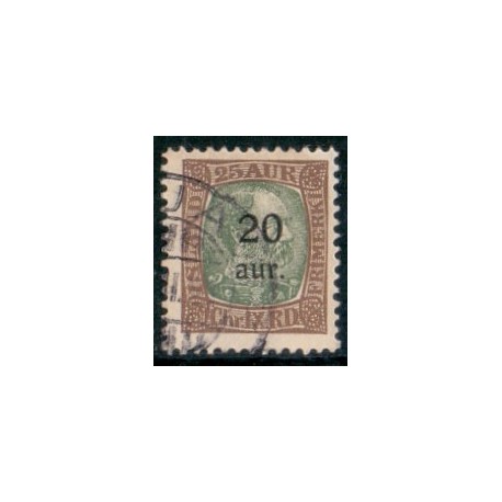 Island. 1921-22. Provisorier 20/25 Aur. AFA nr. 107  **   postfrisk st. stemplet FDC
