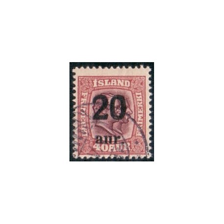 Island. 1921-22. Provisorier 20/40 Aur. AFA nr. 110  **   postfrisk st. stemplet FDC