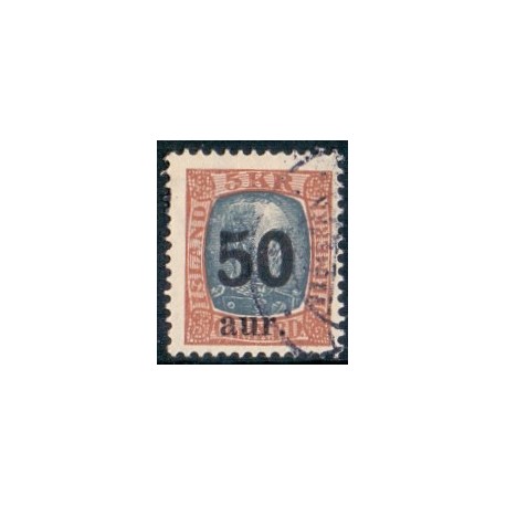 Island. 1925. Provisorier 50/5 kr. AFA nr. 113  **  postfrisk st. stemplet FDC