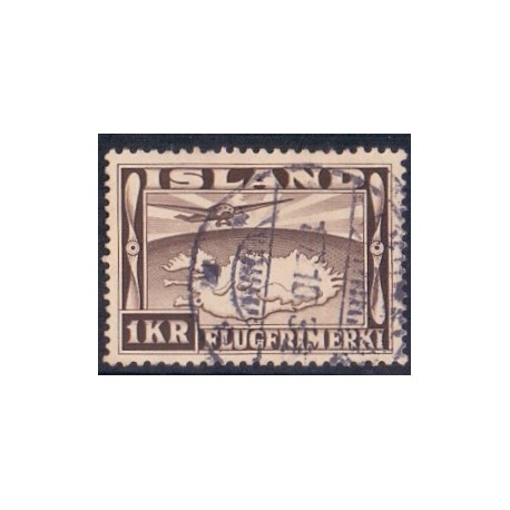 Island. 1934. Luftpost. 1 kr. AFA nr. 179  **  postfrisk st. stemplet FDC
