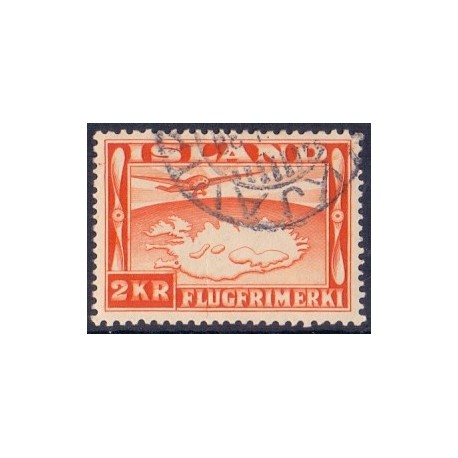 Island. 1934. Luftpost. 2 kr. AFA nr. 180  st. **  postfrisk st. stemplet FDC