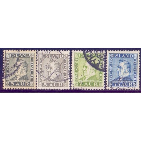 Island. 1935. Jochumssons fødsel 3-35 Aur. AFA nr. 183-86 st.   ** postfrisk st. stemplet FDC