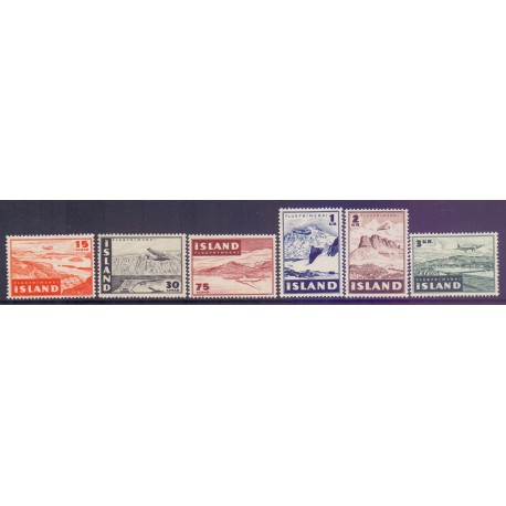 Island. 1947. Luftpost. komplet sæt. AFA nr. 242-47 **  postfrisk st. stemplet FDC