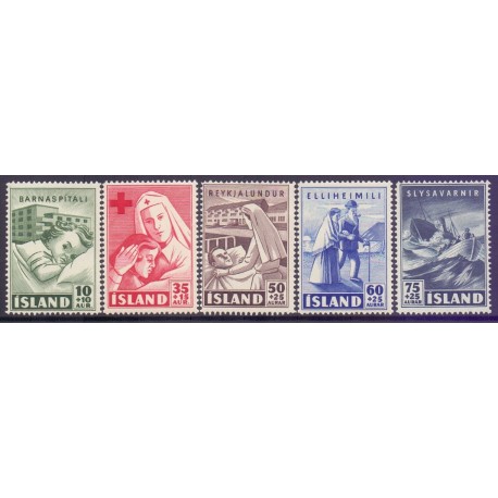 Island. 1948. Hekla i udbrud, komplet sæt. AFA nr. 248-54 **  postfrisk st. stemplet FDC