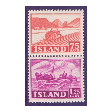 Island. 1952. Slupperingsværdier. AFA nr. 276-77 **  postfrisk st. stemplet FDC