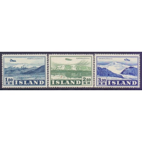 Island. 1952. Luftpost, komplet sæt. AFA nr. 279-81 **  postfrisk st. stemplet FDC