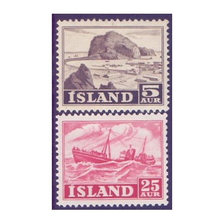 Island. 1954. Suppleringsværdier.  AFA nr. 297-98  **  postfrisk st. stemplet FDC