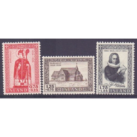 Island. 1956, Skalholt bispesæde.  AFA nr. 301-03  **  postfrisk st. stemplet FDC