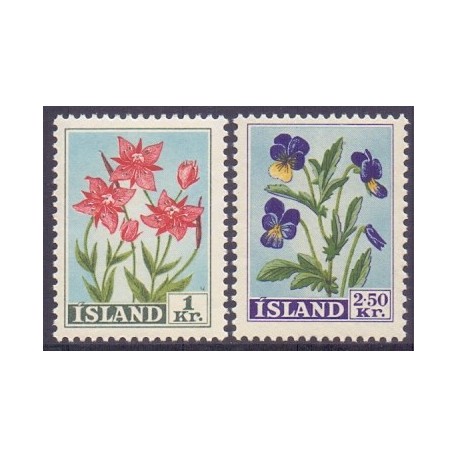 Island. 1958. Blomsterserie.  AFA nr. 324-25 ** postfrisk st. stemplet FDC