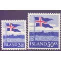 Island. 1958. Det Islandske flag.  AFA nr. 328-29 ** postfrisk st. stemplet FDC
