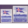 Island. 1958. Det Islandske flag.  AFA nr. 328-29 ** postfrisk st. stemplet FDC
