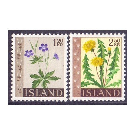 Island. 1960. Blomster. AFA nr. 346-47 ** postfrisk st. stemplet FDC
