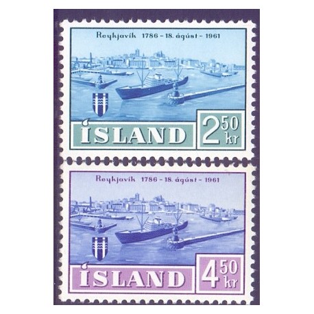 Island. 1961. Reykjaviks 175-års jubilæum. AFA nr. 353-54 ** postfrisk st. stemplet FDC