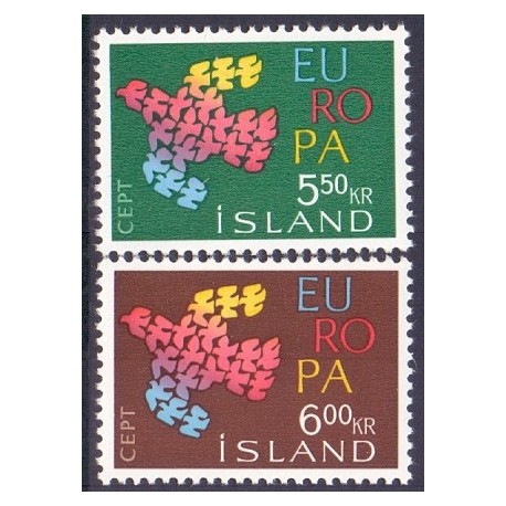 Island. 1961. Europamærker / CEPT. AFA nr. 355-56 ** postfrisk st. stemplet FDC