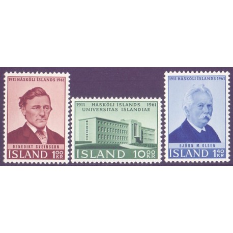 Island. 1961. Islands universitet. AFA nr. 357-59 ** postfrisk st. stemplet FDC